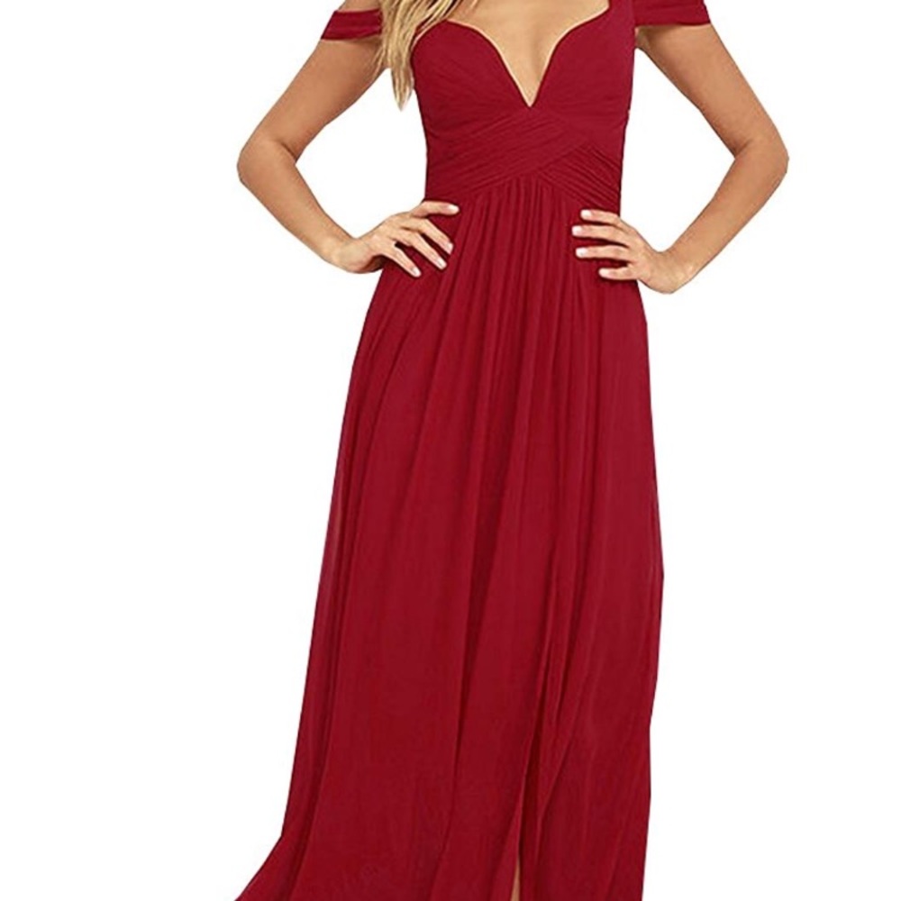 Floor length red dress